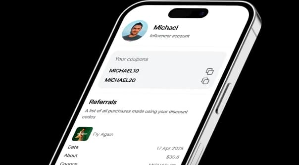 The influencer dashboard on a phone